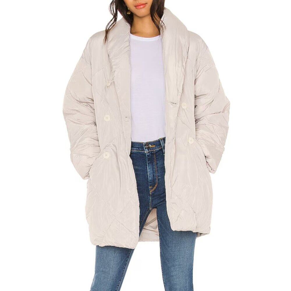 Free People Ella Puffer Coat in Mineral Dust